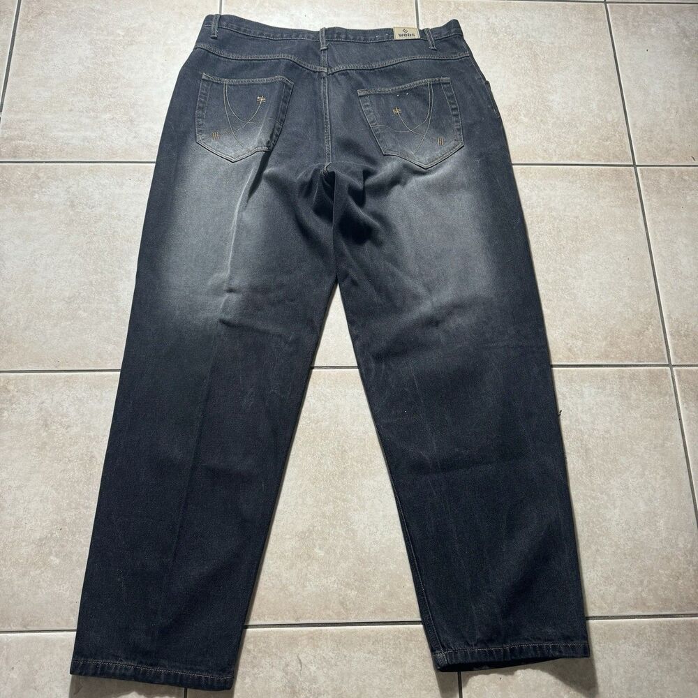 VTG Webs Men’s 42x34 Y2K Baggy Wideleg Grunge Southpole JNCO Style Black Jeans